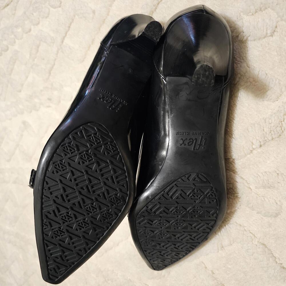 Anne Klein iflex Black Crocodile Embossed Patent Leather Pointed Kitten Heels 7 - Picture 8 of 9